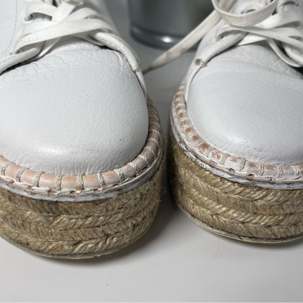 Rag & Bone Kent Platform Leather & Jute Espadrille Sneakers White 38 Classic - Picture 9 of 12